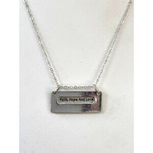 Silver Faith Hope And Love Necklace 1 Corinthians 13:13 Inscription Inspirationa